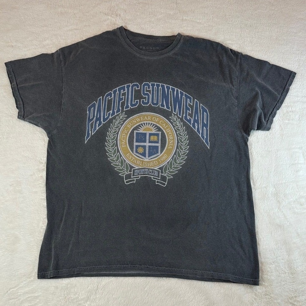 PacSun Mens Pacific Sunwear California Sports Club Graphic T-Shirt Gray Large
